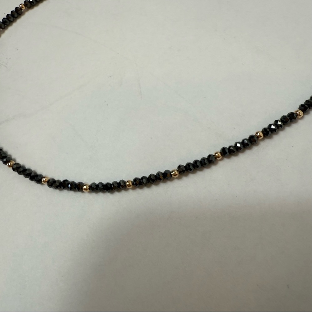 Elegant 14K Gold and Black Spinel Choker Necklace NWT 16” Delicate & Elegant. - Picture 9 of 12